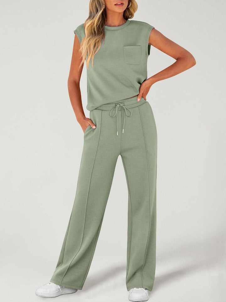 CYNTHIA | CAP SLEEVE TOP AND TROUSERS SET