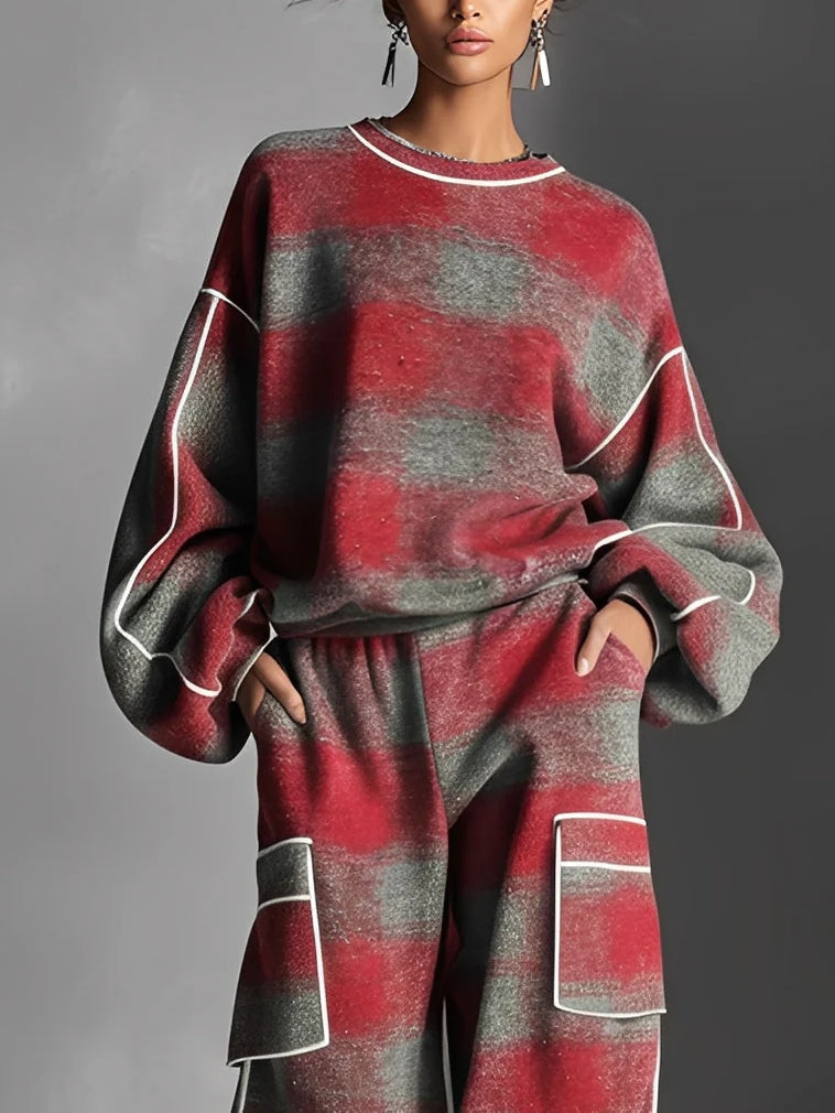 SABRINA | PLAID COLOUR-BLOCK LOUNGEWEAR SET