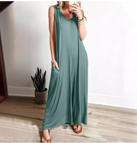 DENISE | COMFORTABLE V-NECK WIDE-LEG JUMPSUIT