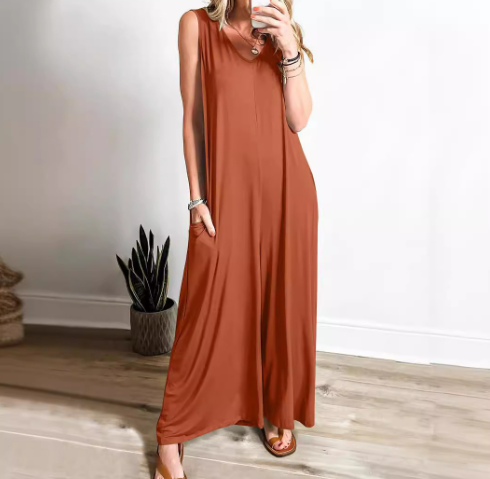 DENISE | COMFORTABLE V-NECK WIDE-LEG JUMPSUIT
