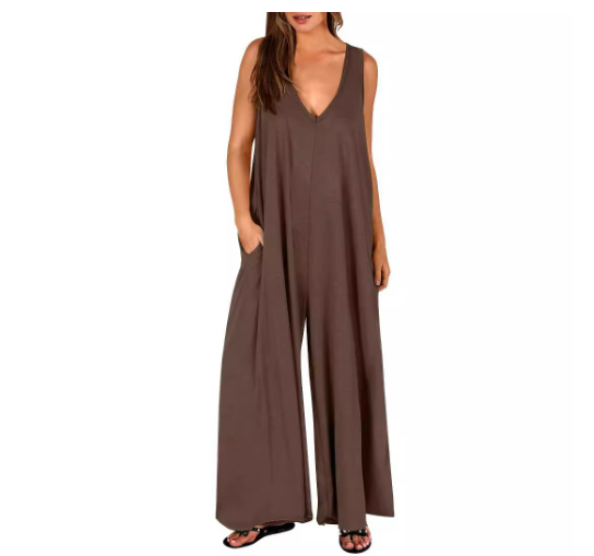 DENISE | COMFORTABLE V-NECK WIDE-LEG JUMPSUIT