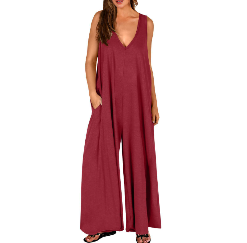 DENISE | COMFORTABLE V-NECK WIDE-LEG JUMPSUIT