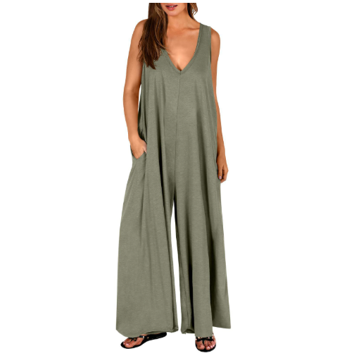DENISE | COMFORTABLE V-NECK WIDE-LEG JUMPSUIT